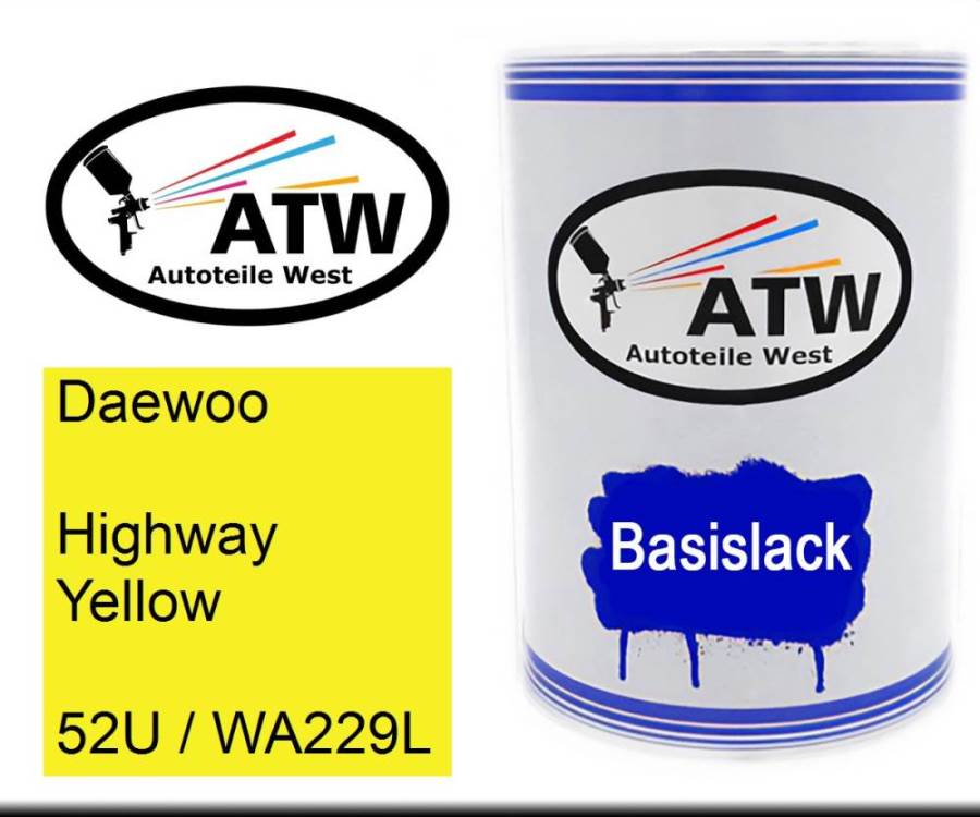 Daewoo, Highway Yellow, 52U / WA229L: 500ml Lackdose, von ATW Autoteile West.